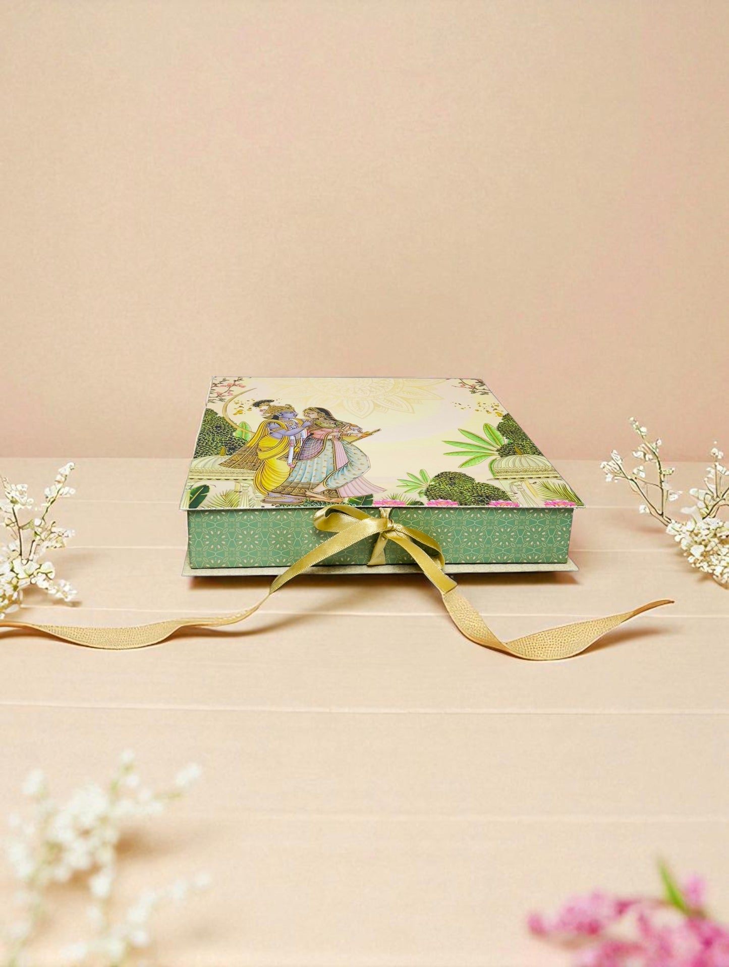 Green Radha Krishna Bhaji Box (Pack Of 10)
