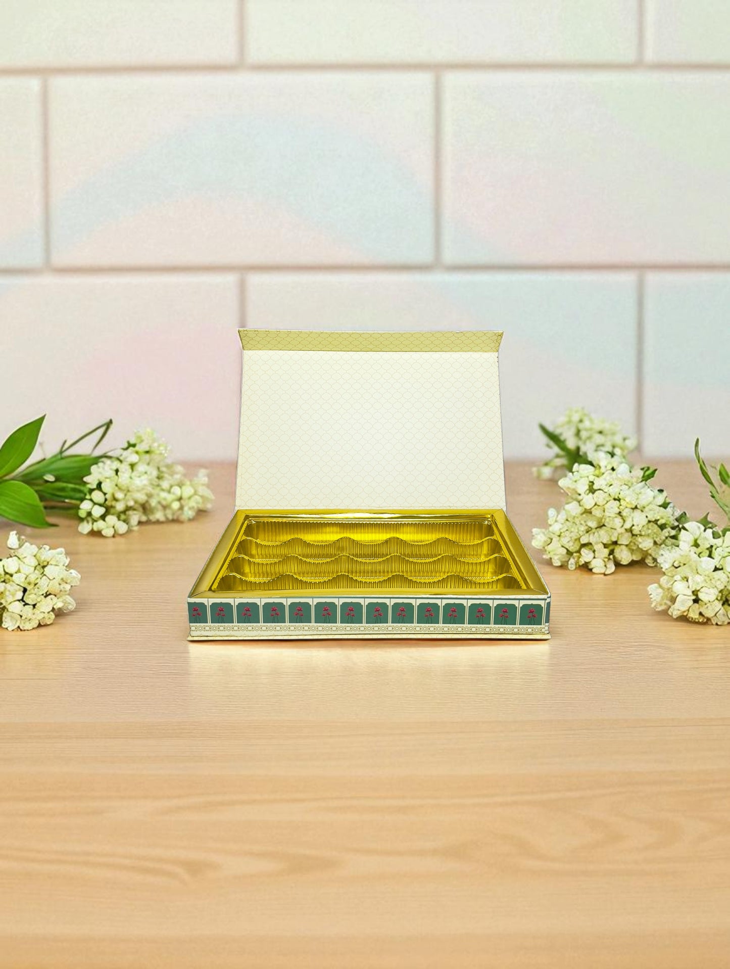 Cream Pichwai File Sweet Box (Pack of 10)
