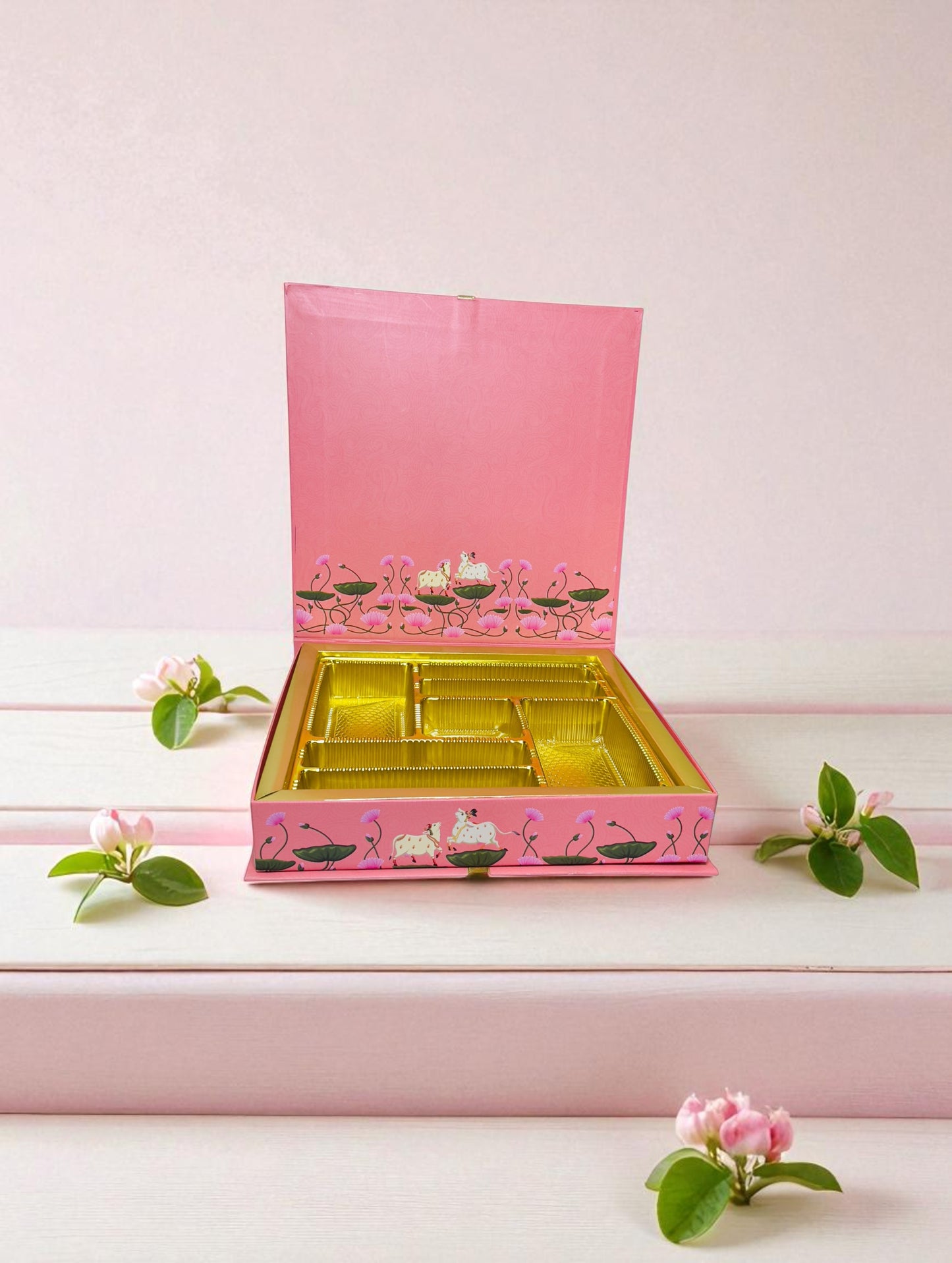 Pink Pichwai Cow Bhaji Box (Pack Of 10)