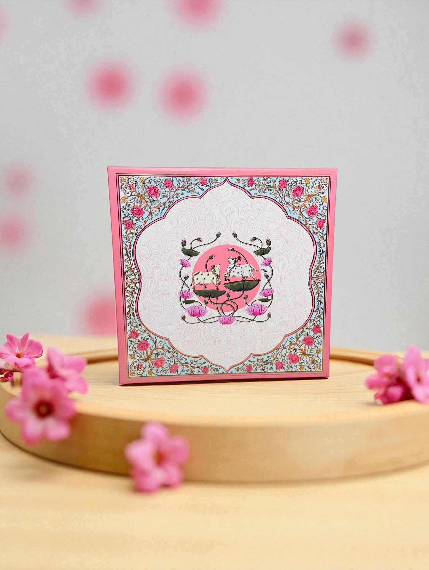 Pink Pichwai Cow Bhaji Box (Pack Of 10)
