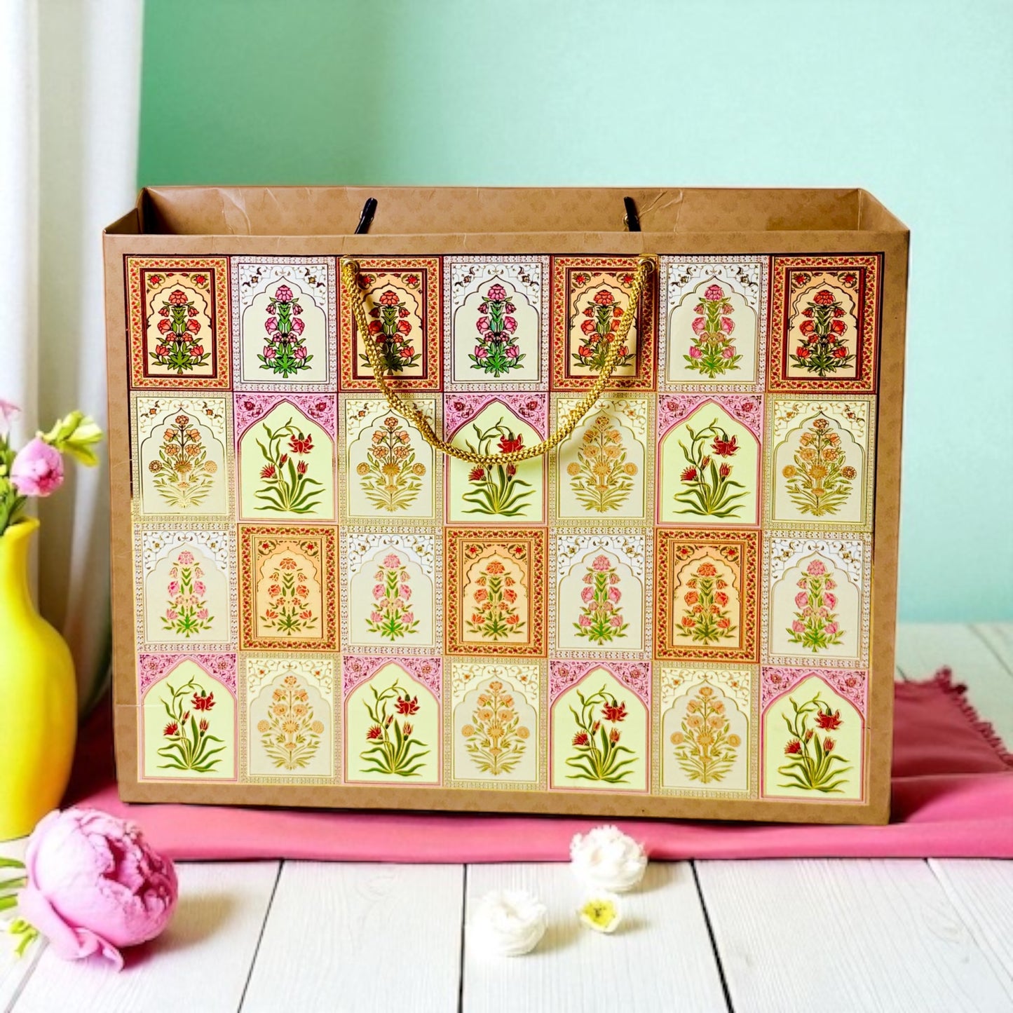 Yellow Floral 6 jar box (with Bag)