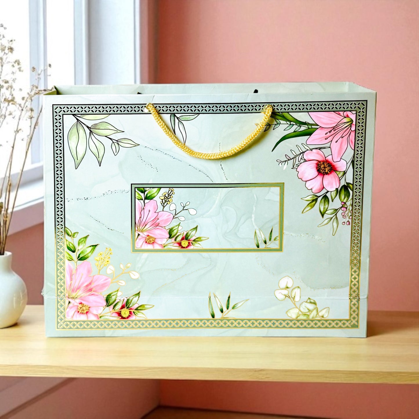 Green Floral 4 Jar box (With Bag)