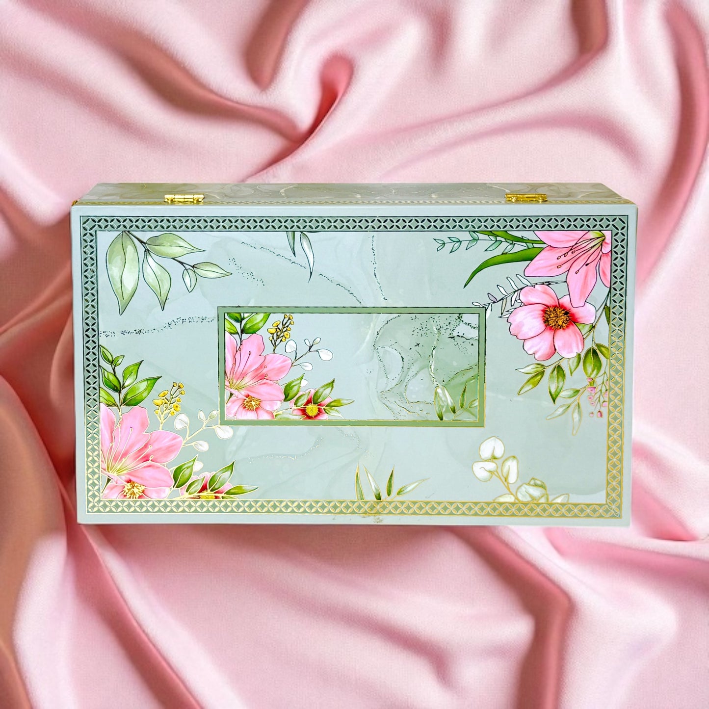 Green Floral 4 Jar box (With Bag)