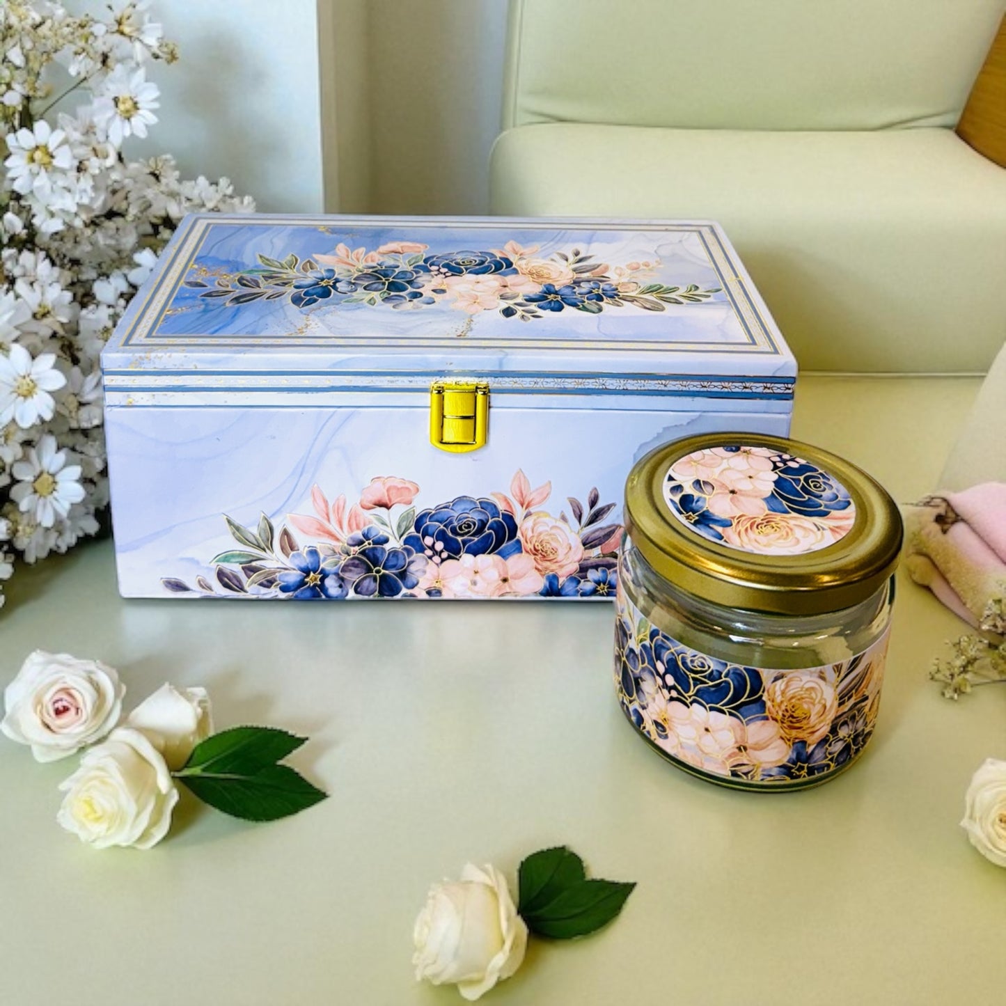 Marble Floral 2 jar box(With Bag)
