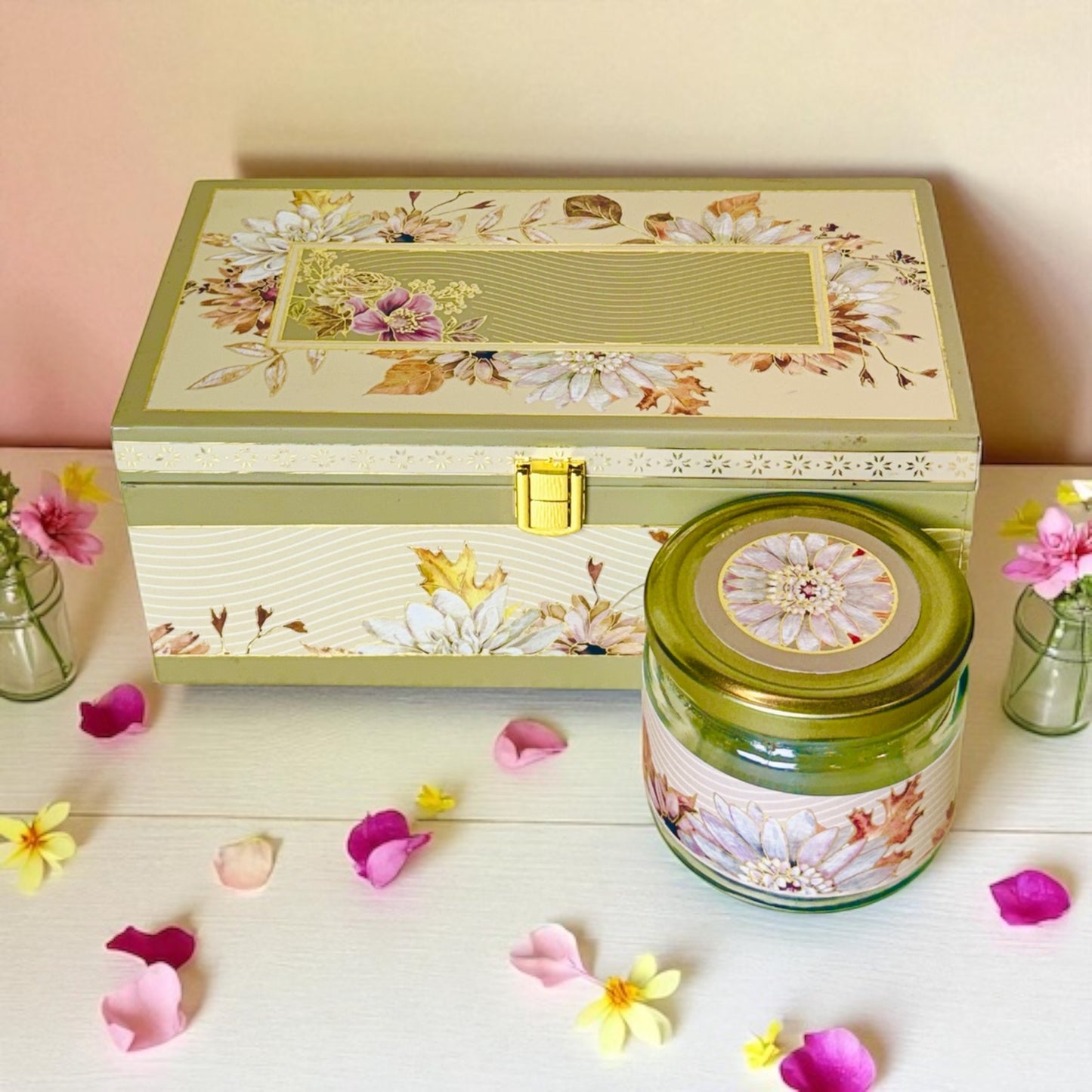 Green Marble Floral 2 jar box(With Bag)