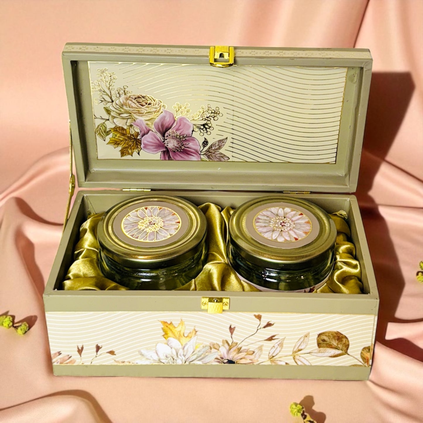Green Marble Floral 2 jar box(With Bag)