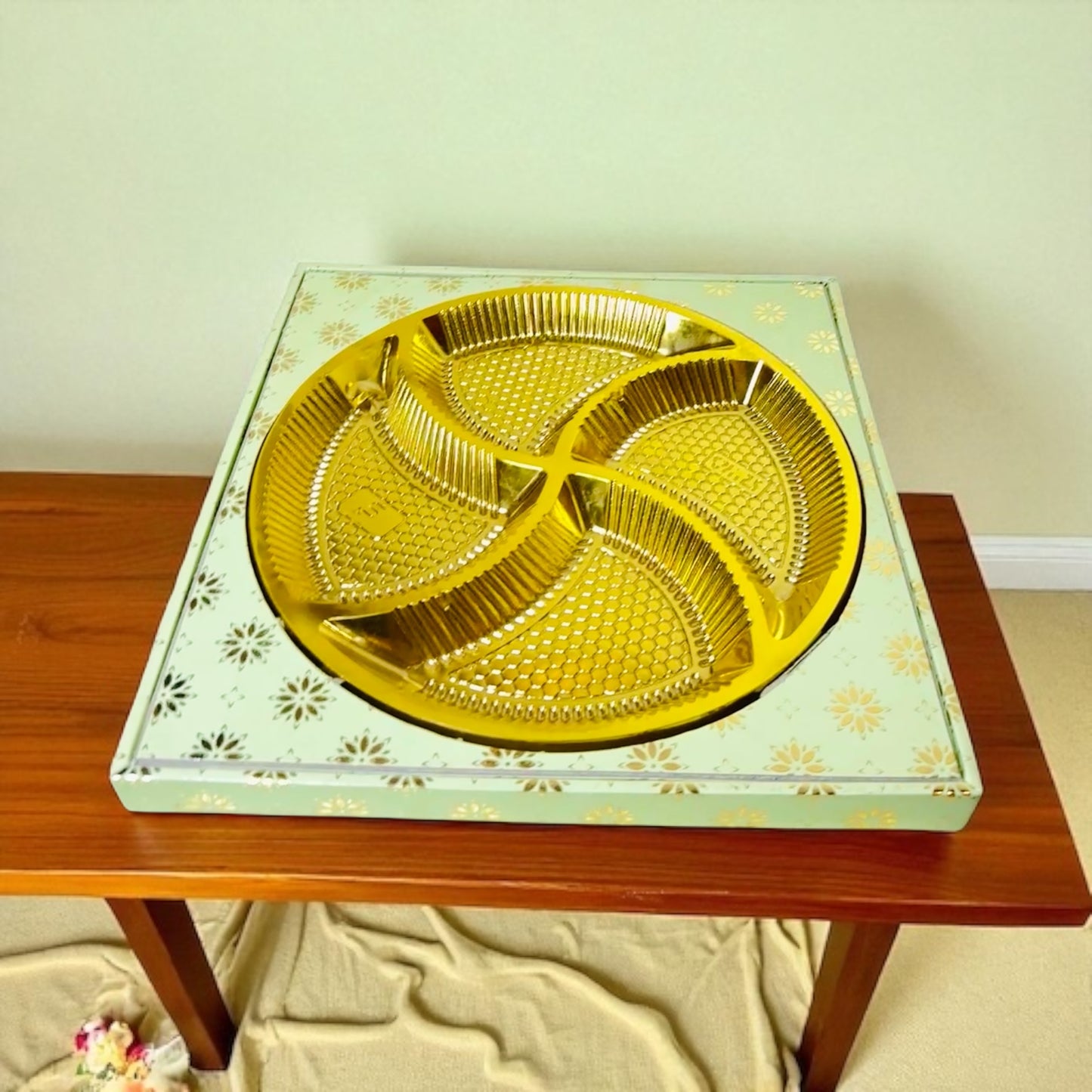 Green MDF Round Dryfruit Tray (Pack Of 10)