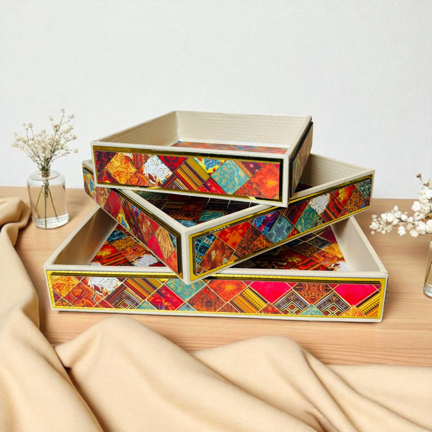 Orange Pattern MDF Premium Tray (Pack Of 10)