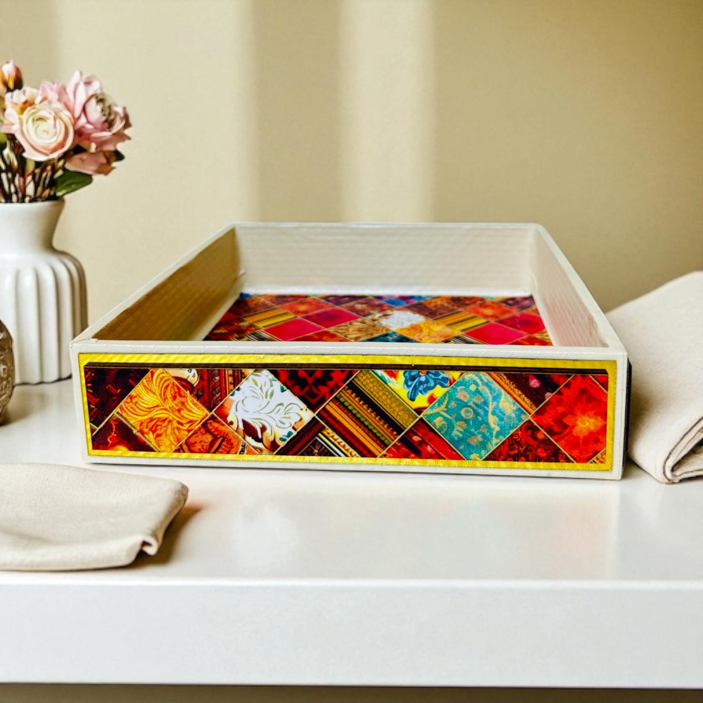 Orange Pattern MDF Premium Tray (Pack Of 10)