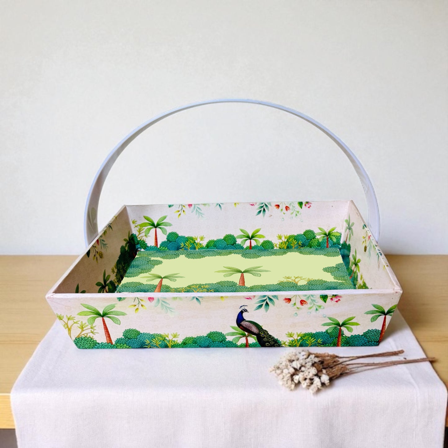 Peacock MDF Acrylic Handle Tray (Pack Of 10)
