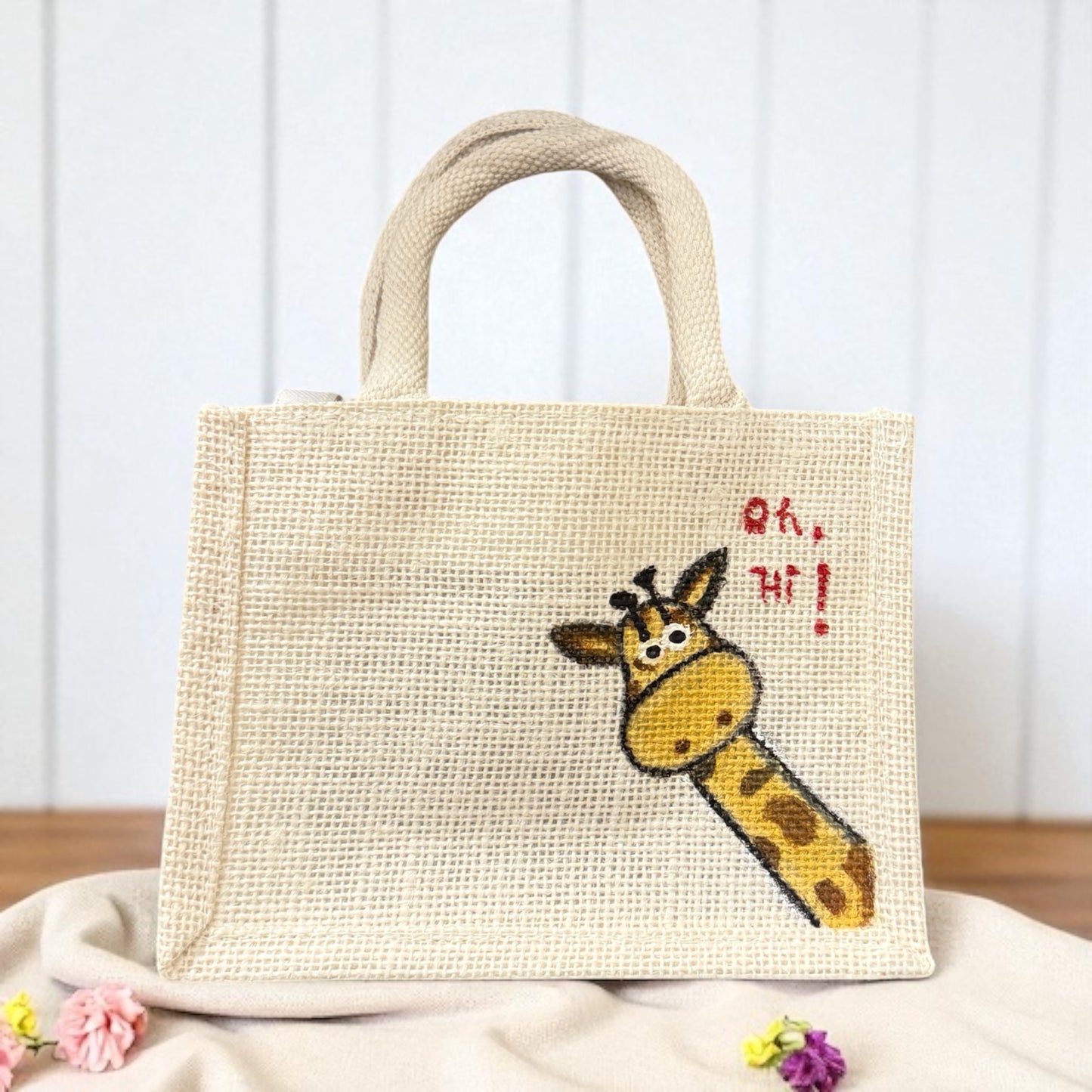 Hi! Giraffe Jute Bag
