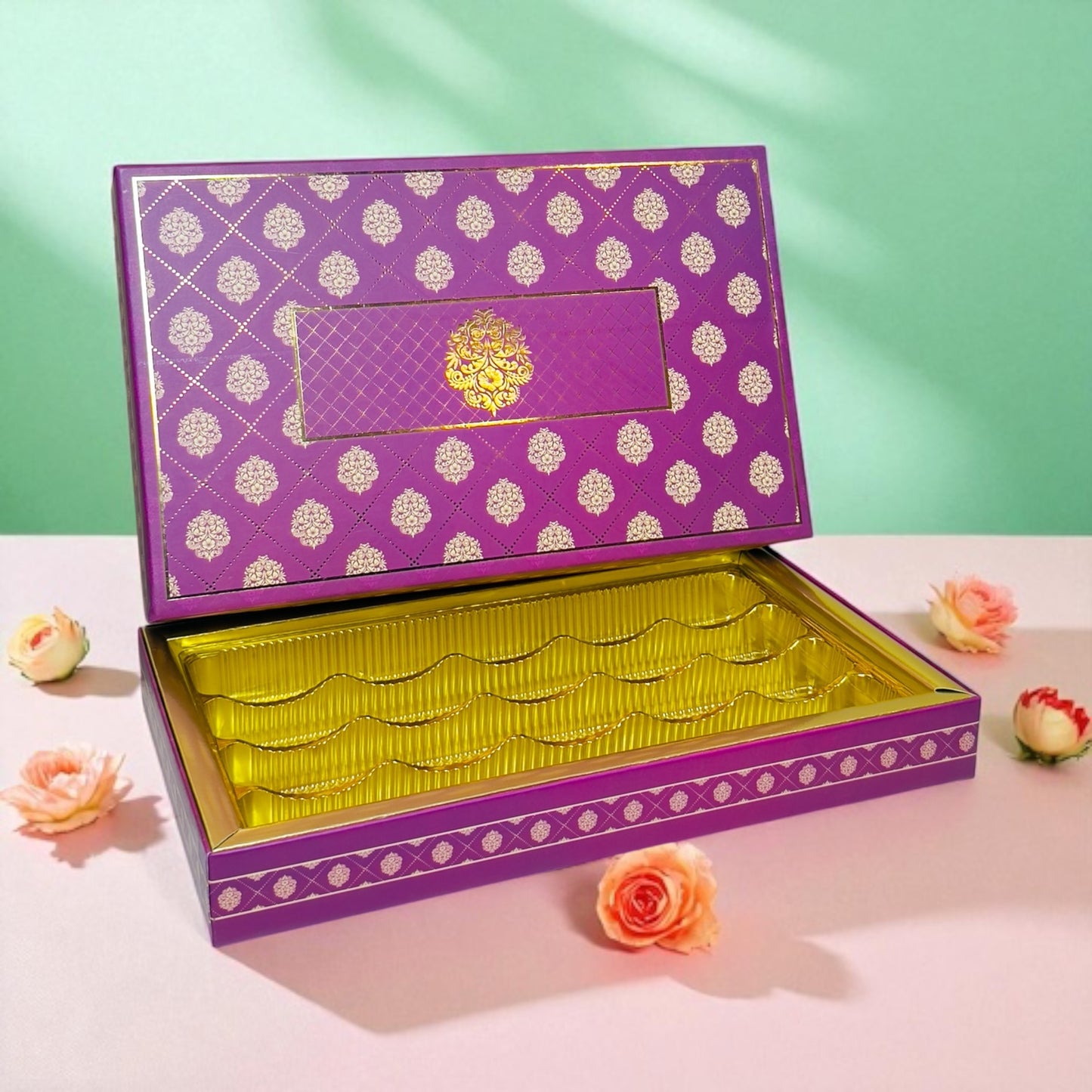 Magenta Pattern Sweet Box with bag (Pack of 10)