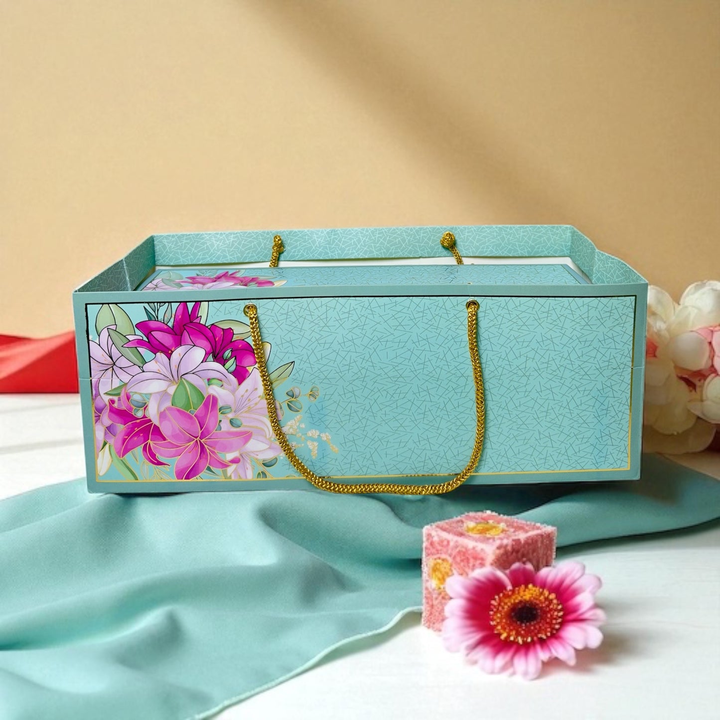 Blue Floral 3 Jar box(With Bag)
