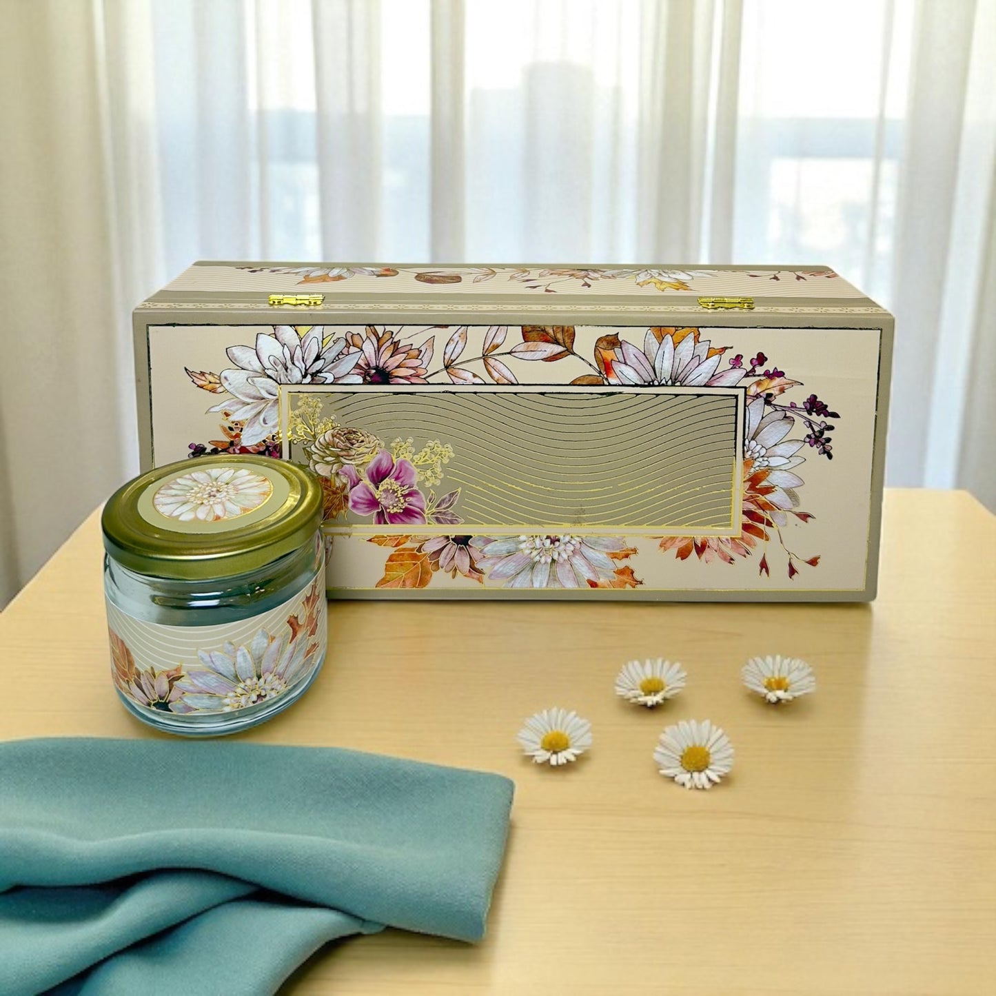 Green Floral 3 Jar box(With Bag)