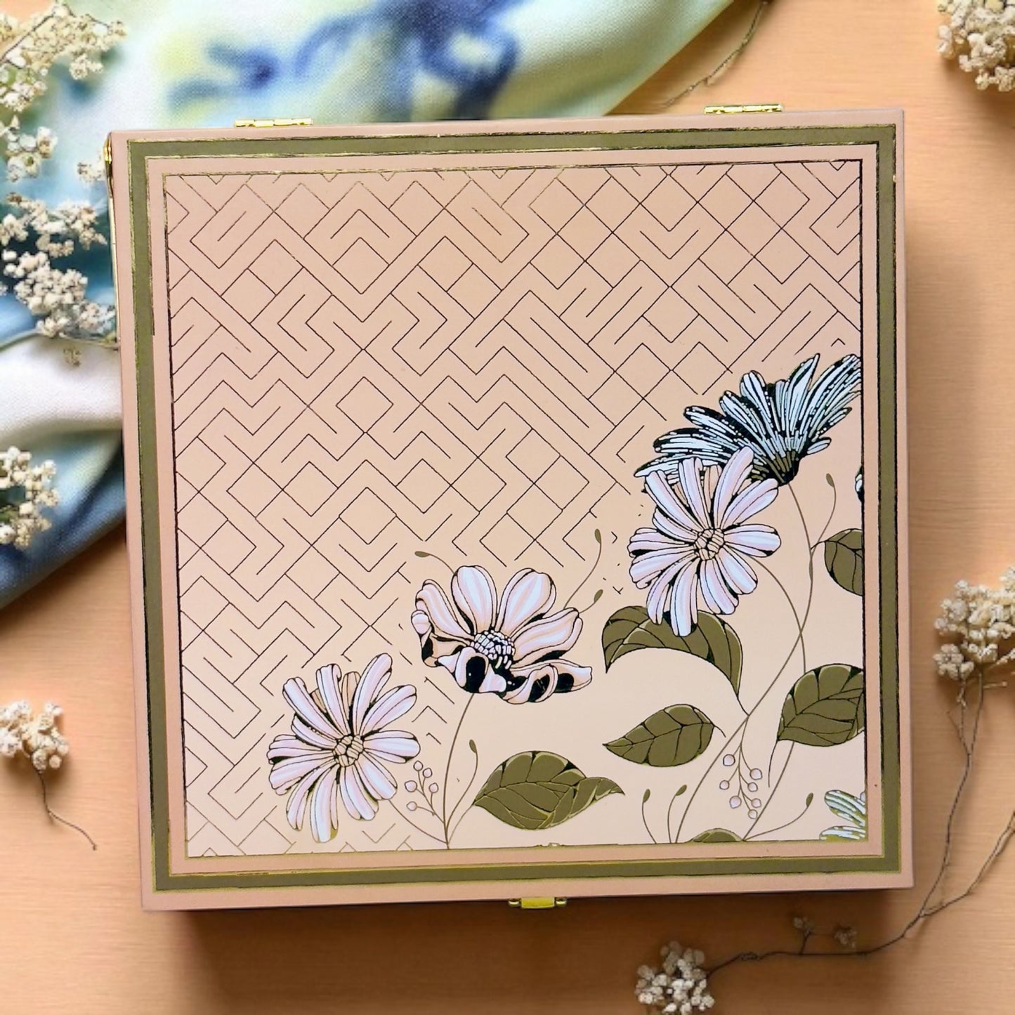 Orange Floral 4 Jar box (With Bag)