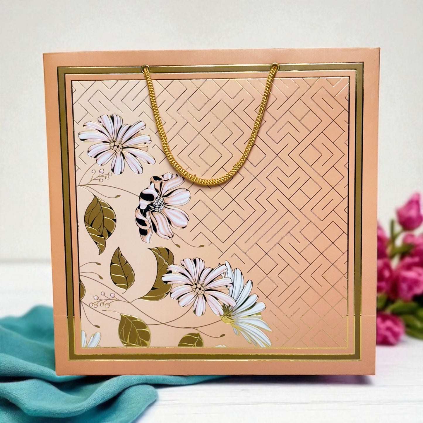 Orange Floral 4 Jar box (With Bag)