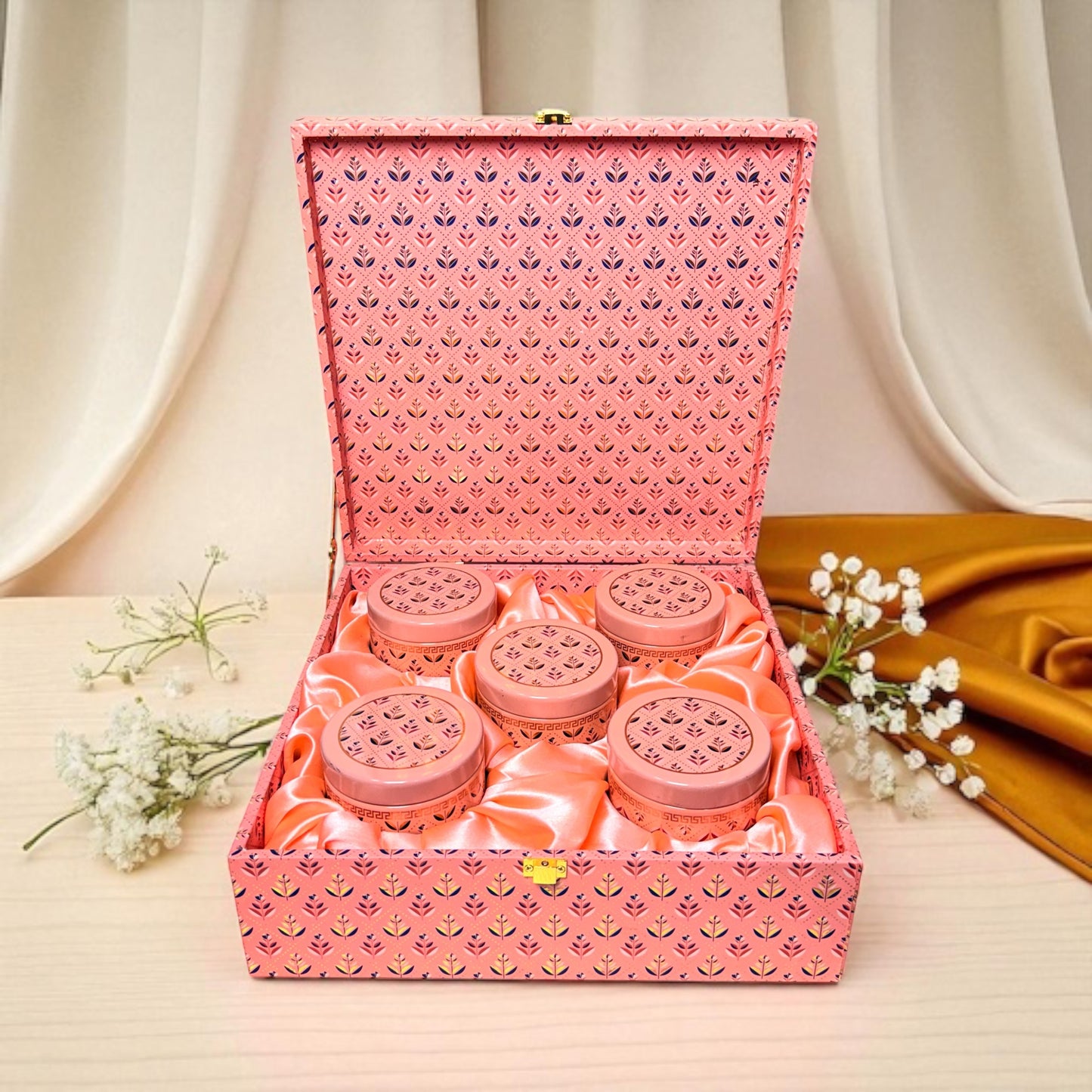 Pink Pattern 5 tin Jar