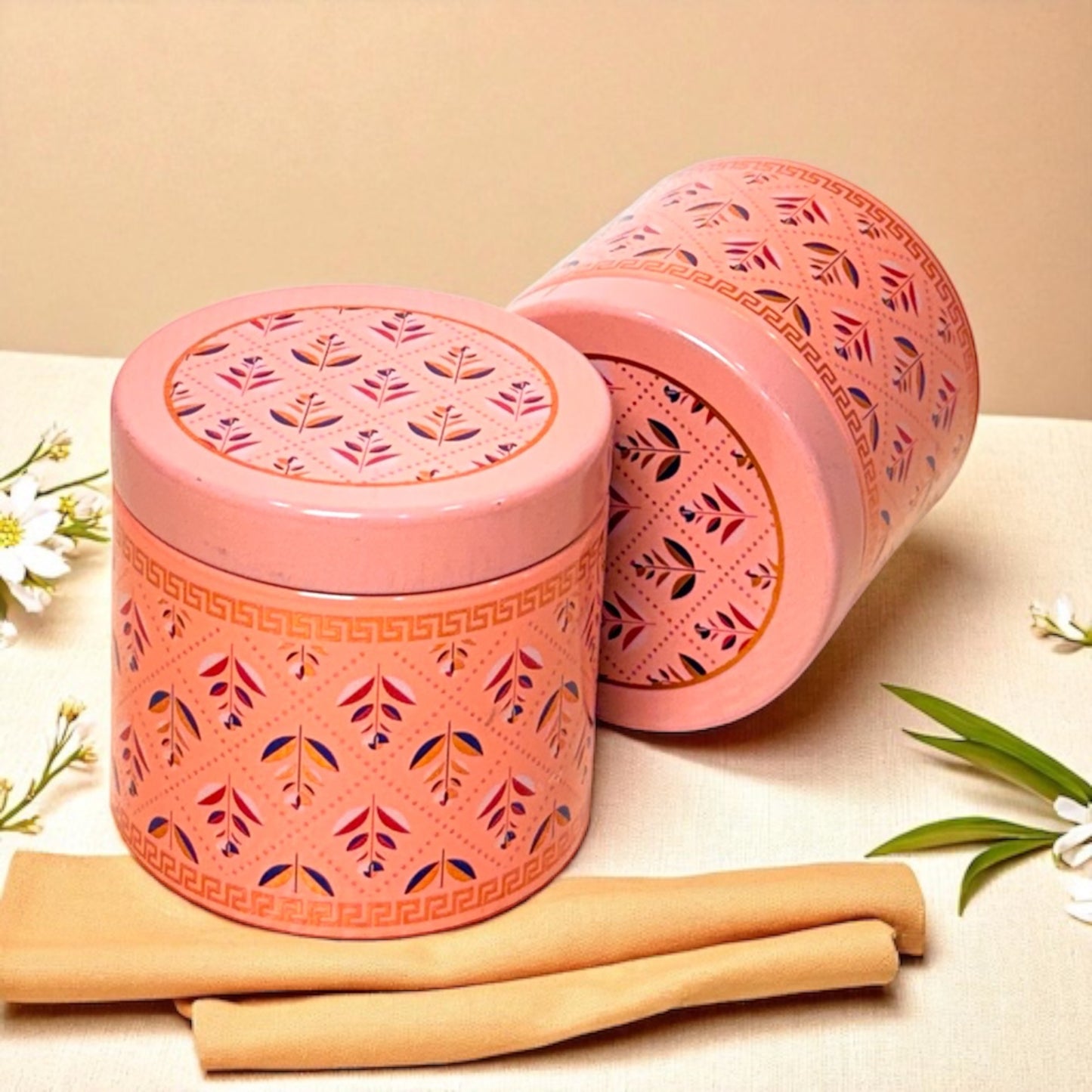 Pink Pattern 5 tin Jar