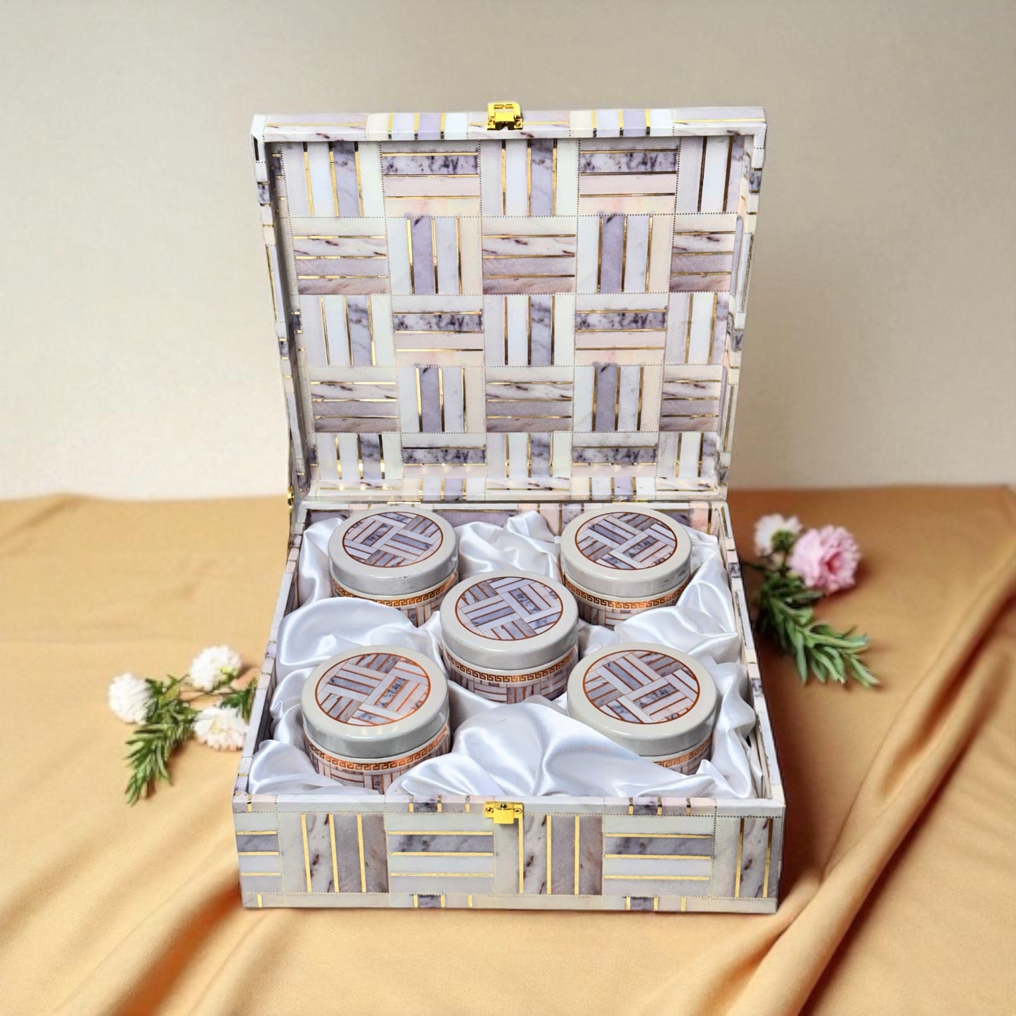 Marble 5 tin Jar
