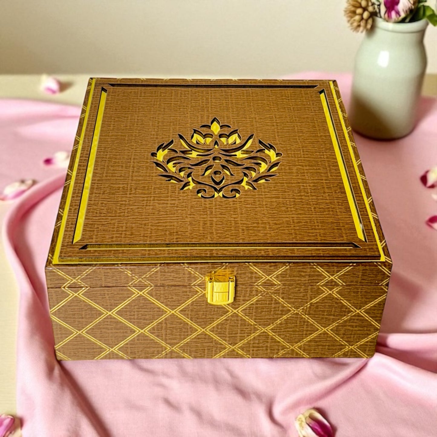 Wooden 4 Jar box (With Bag)