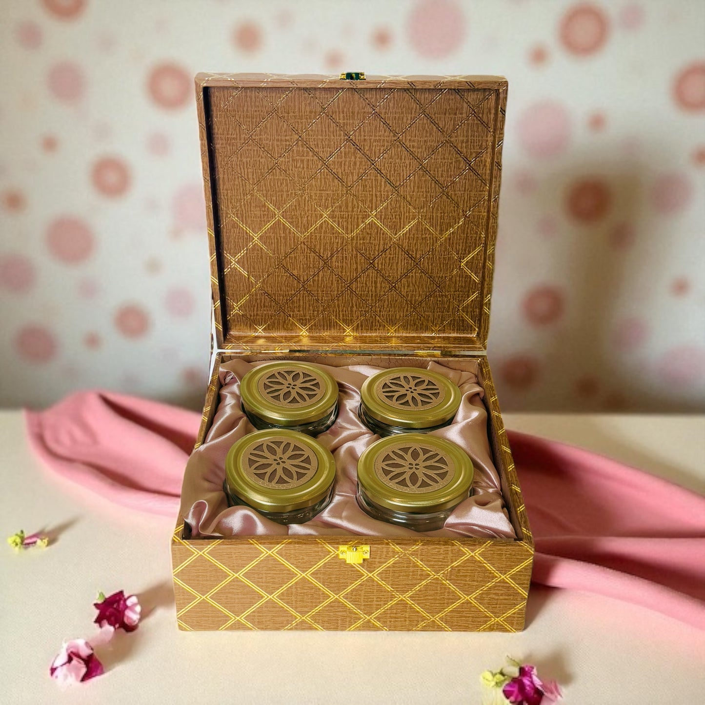 Wooden 4 Jar box (With Bag)
