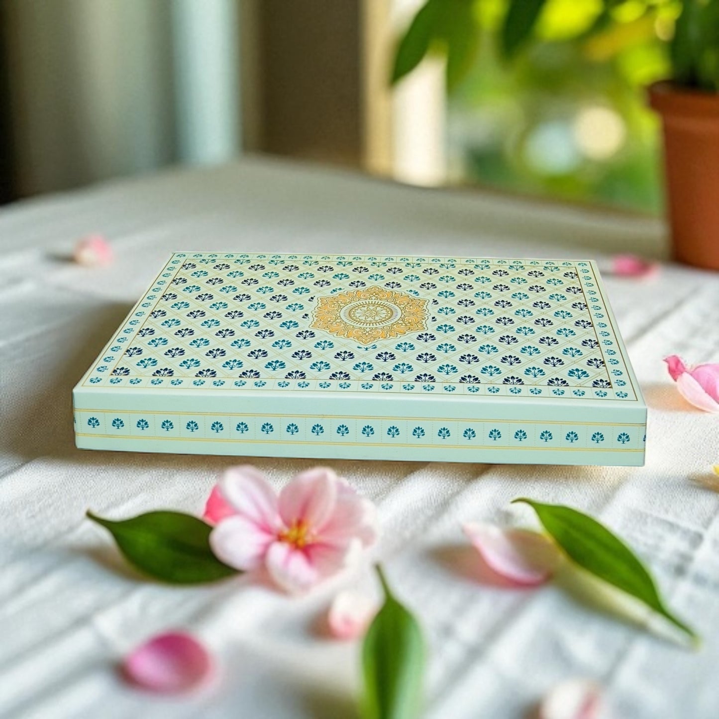 Light Green Pattern Sweet Box with bag (Pack of 10)