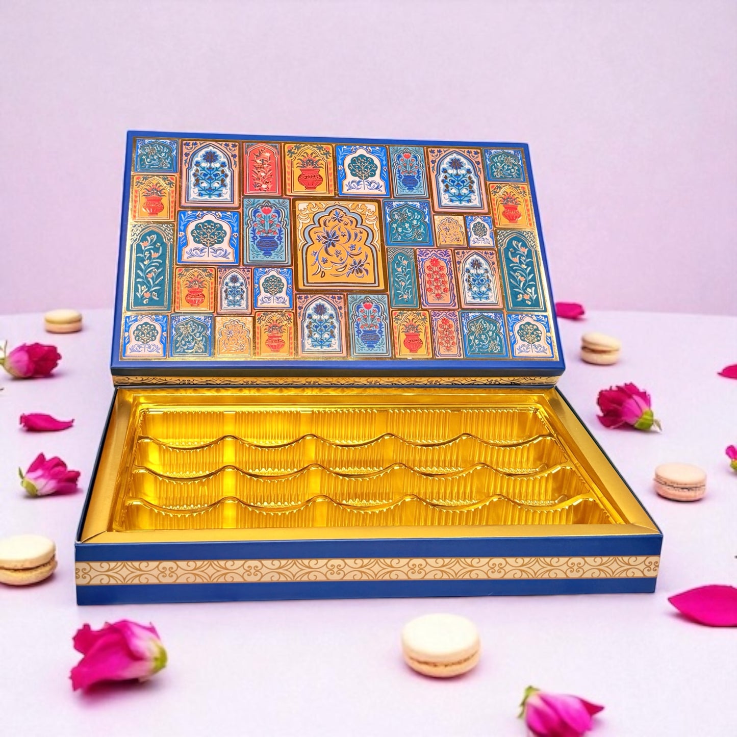 Blue Mandala Sweet Box with bag (Pack of 10)