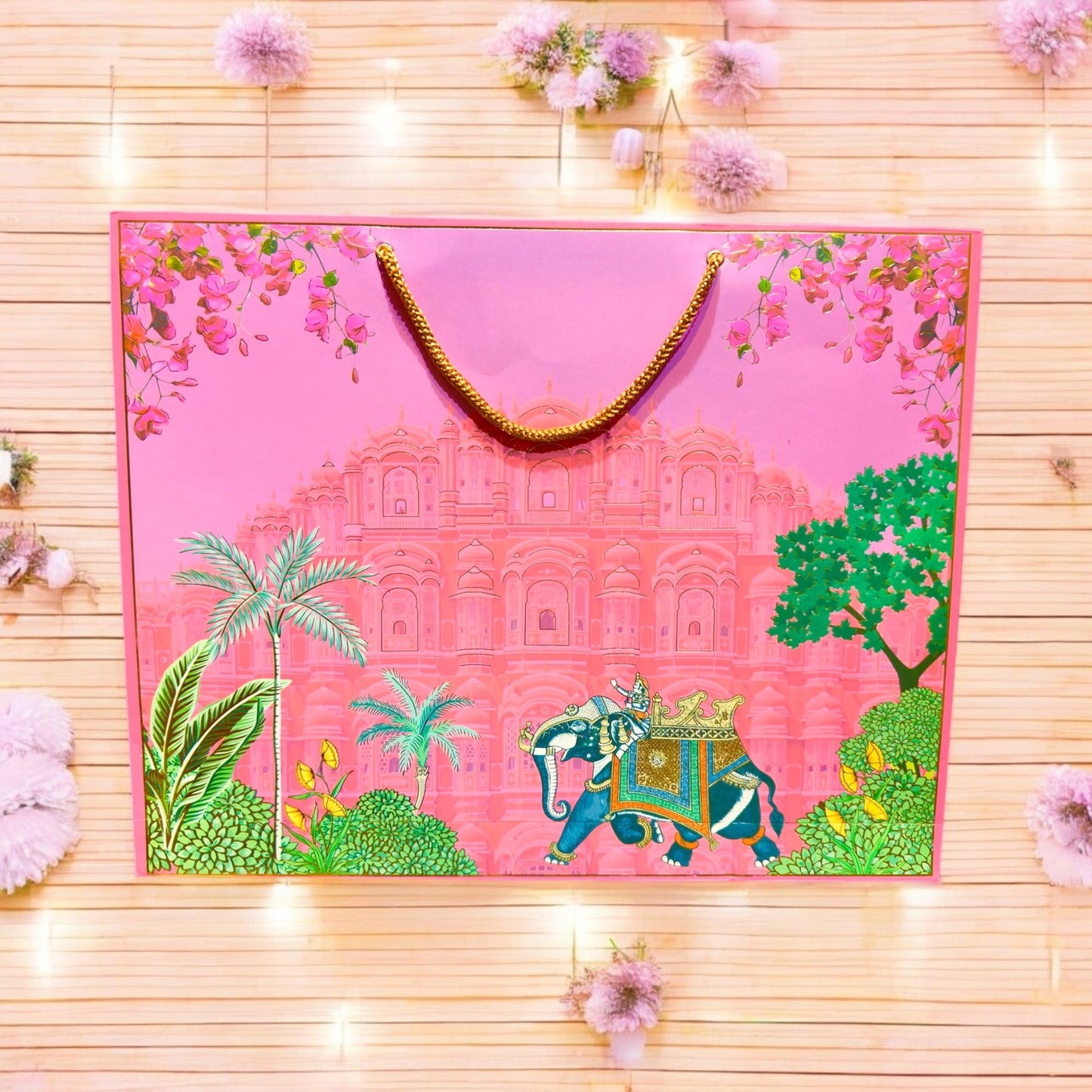 Pink Hawa Mahal Bhaji Box(With Bag)