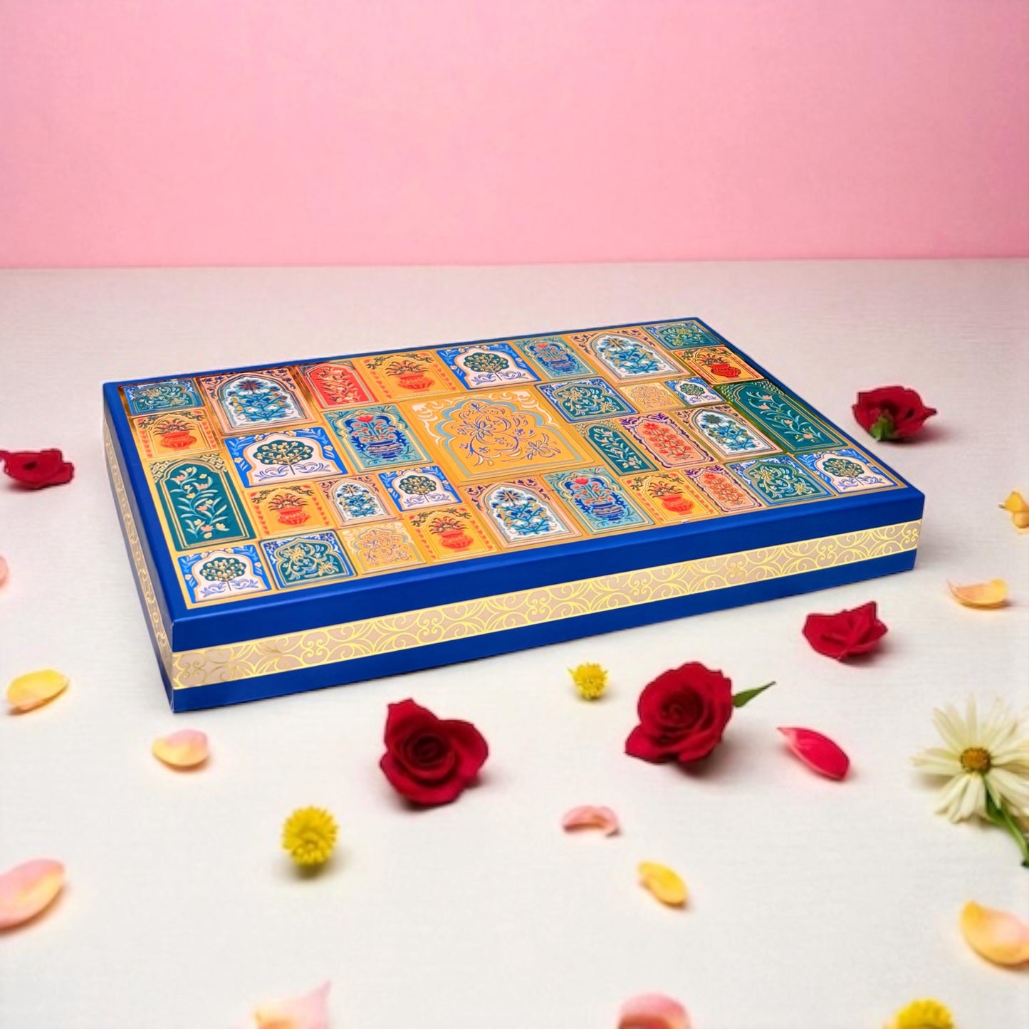 Blue Mandala Sweet Box with bag (Pack of 10)