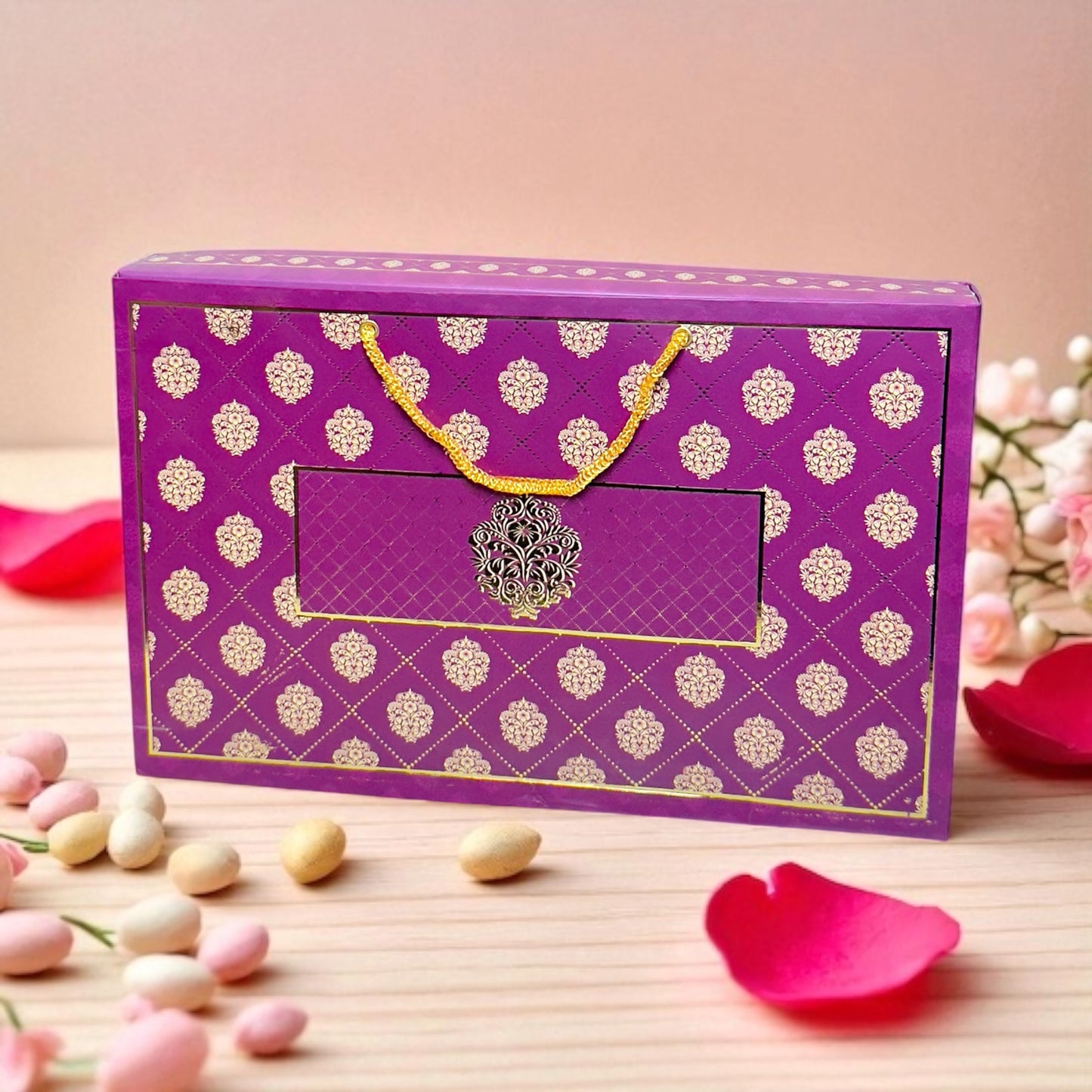 Magenta Pattern Sweet Box with bag (Pack of 10)