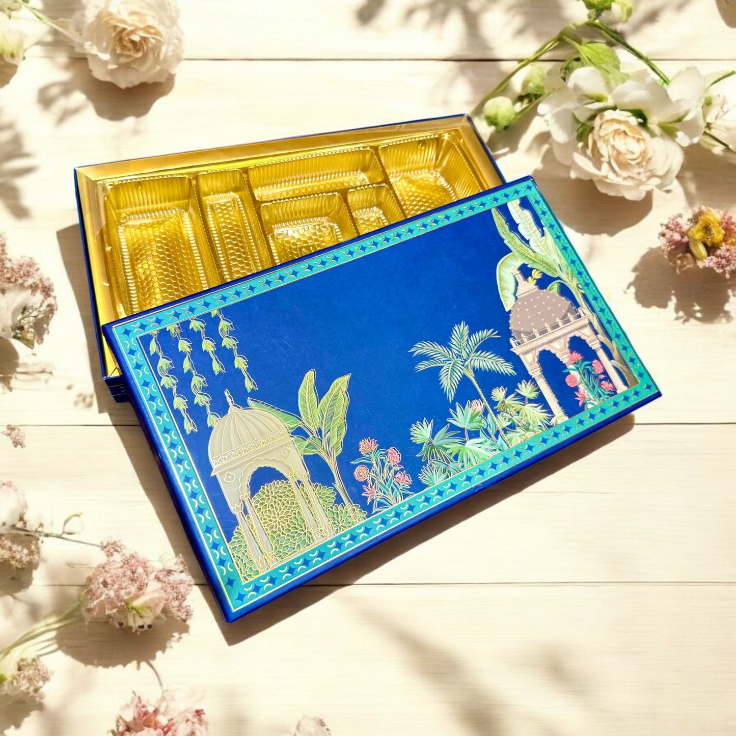 Blue Pichwai Long Bhaji Box