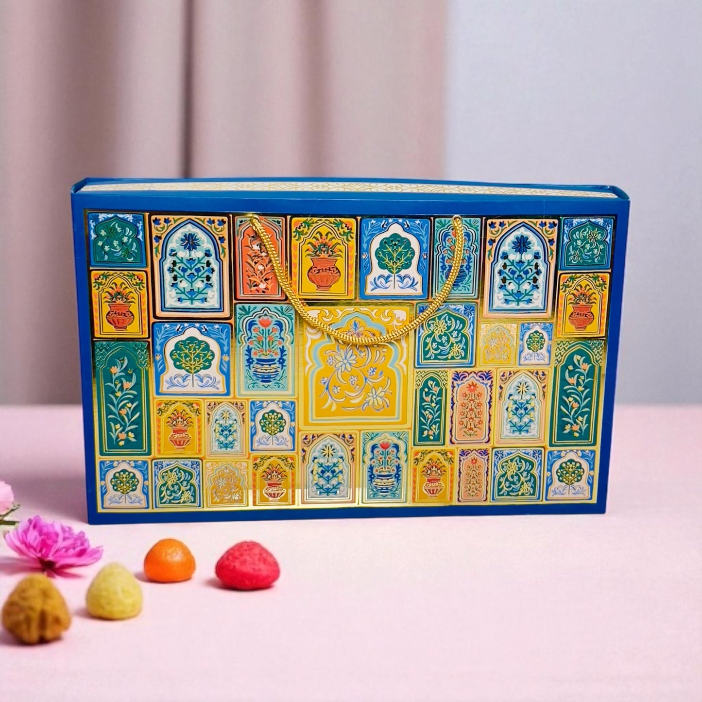 Blue Mandala Sweet Box with bag (Pack of 10)