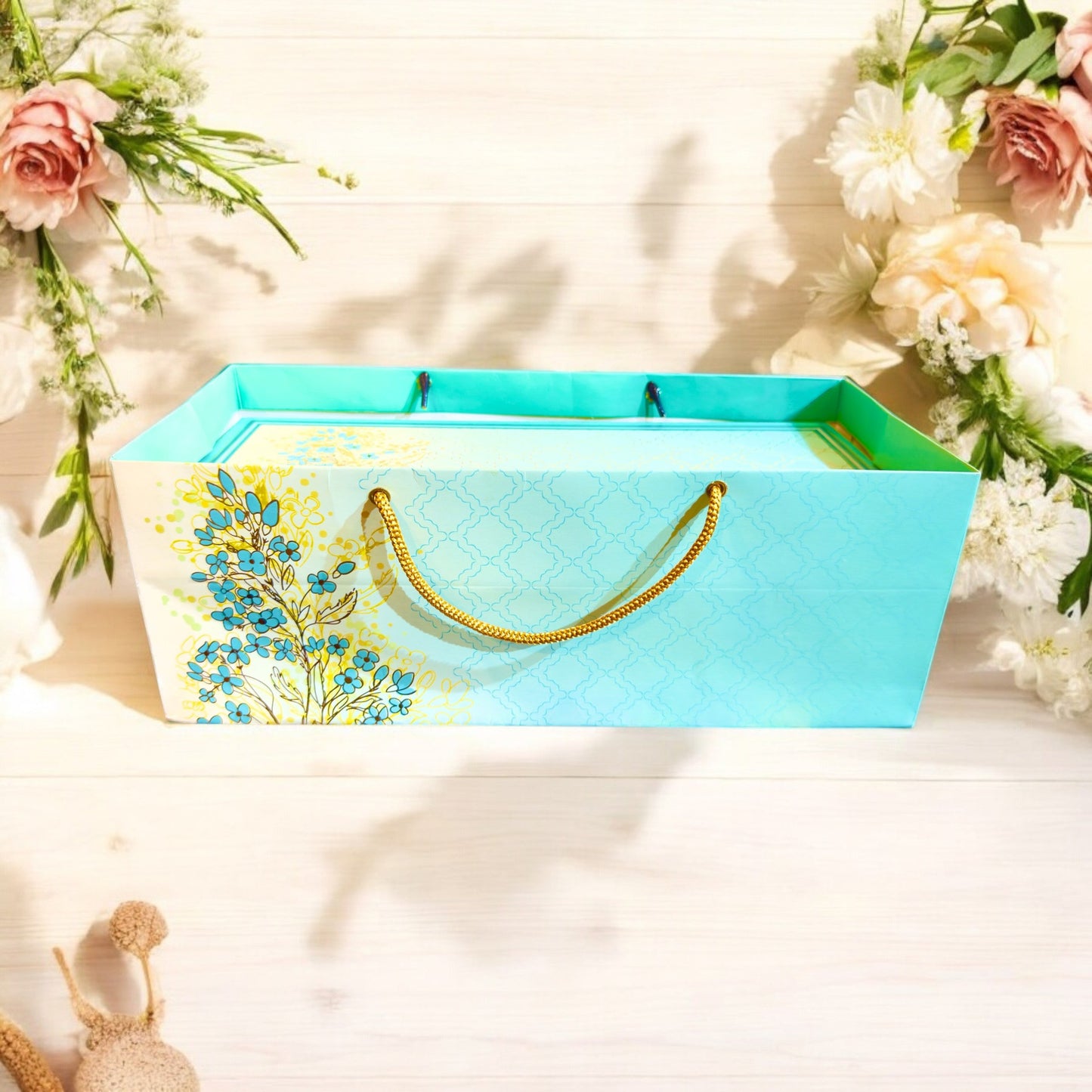 Turquoise Floral 3 Jar box(With Bag)