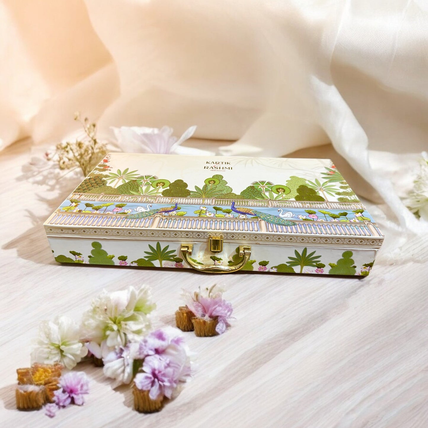 Pichwai MDF sweet box+dryfruits jar Hamper