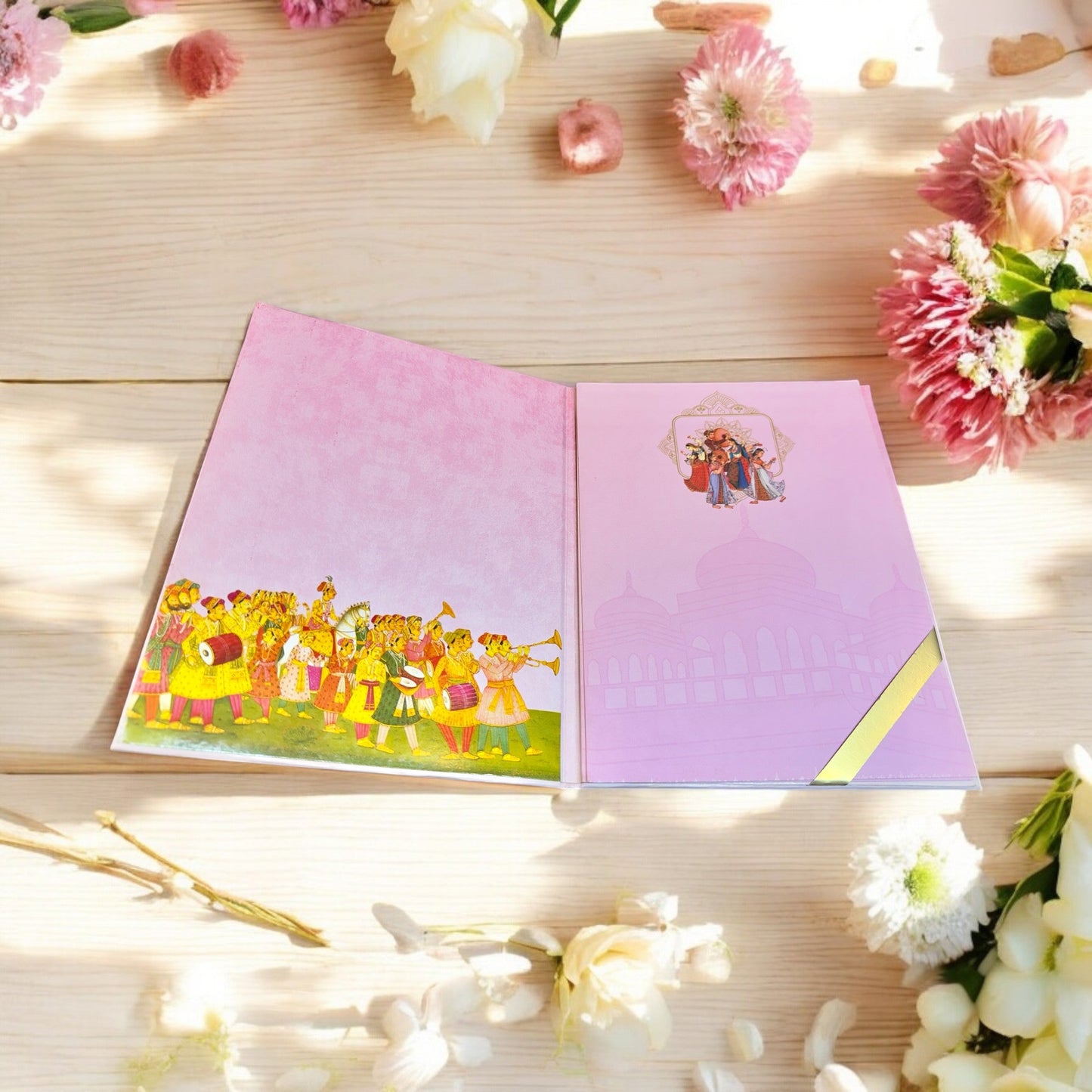 Pink Radha Krishna Wedding Card