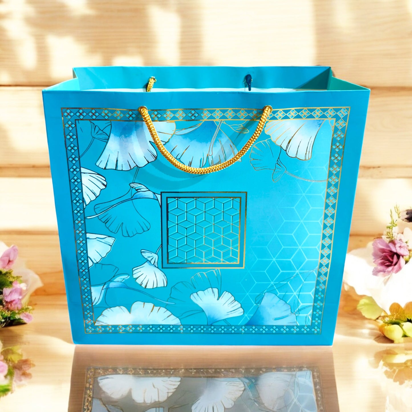 Turquoise Floral 4 Jar box(With Bag)