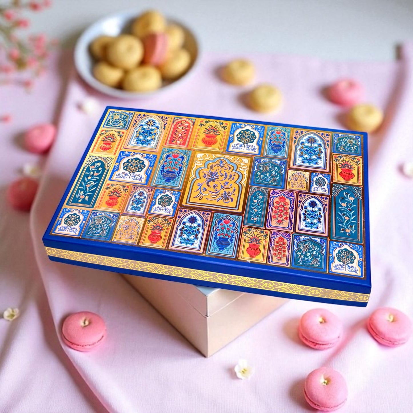 Blue Mandala Sweet Box with bag (Pack of 10)