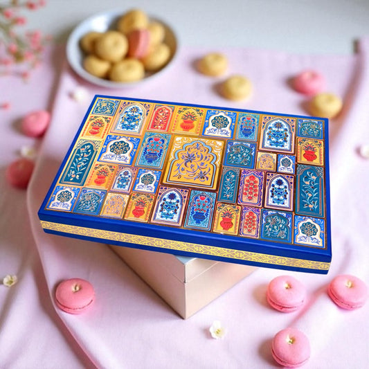 Blue Mandala Sweet Box with bag (Pack of 10)