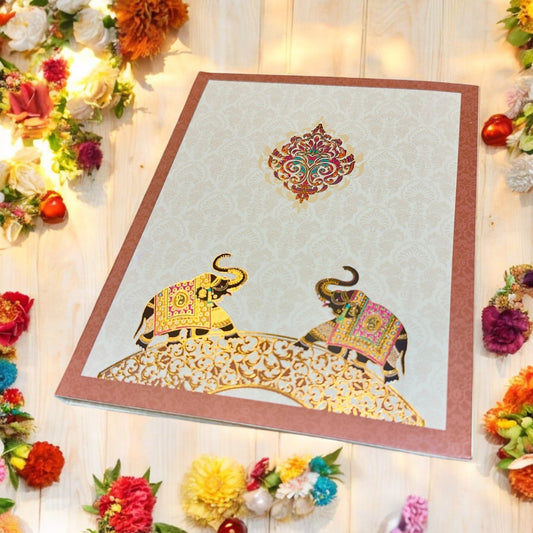Double Elephant Wedding Card