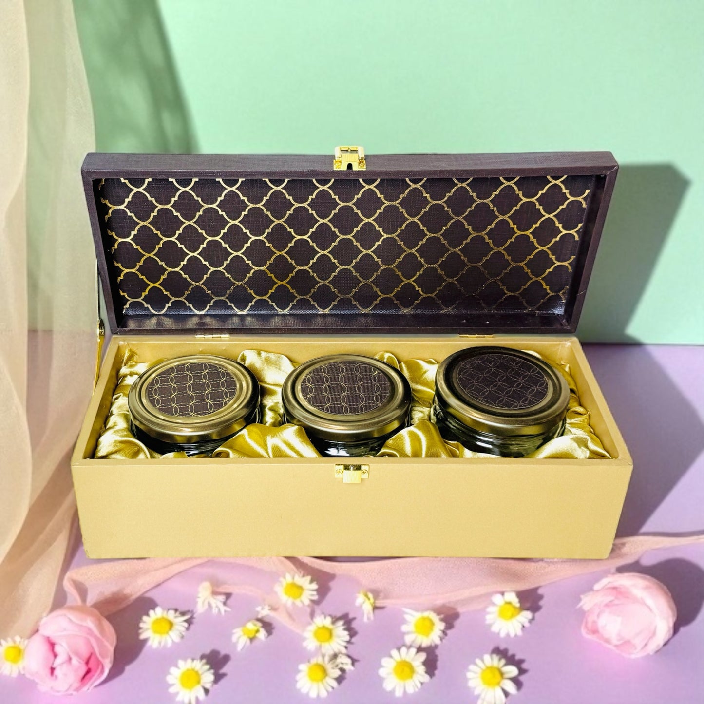 Premium Brown 3 Jar box (With Bag)