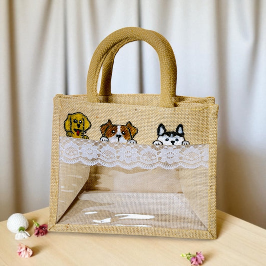 Cute Dog Jute Bag