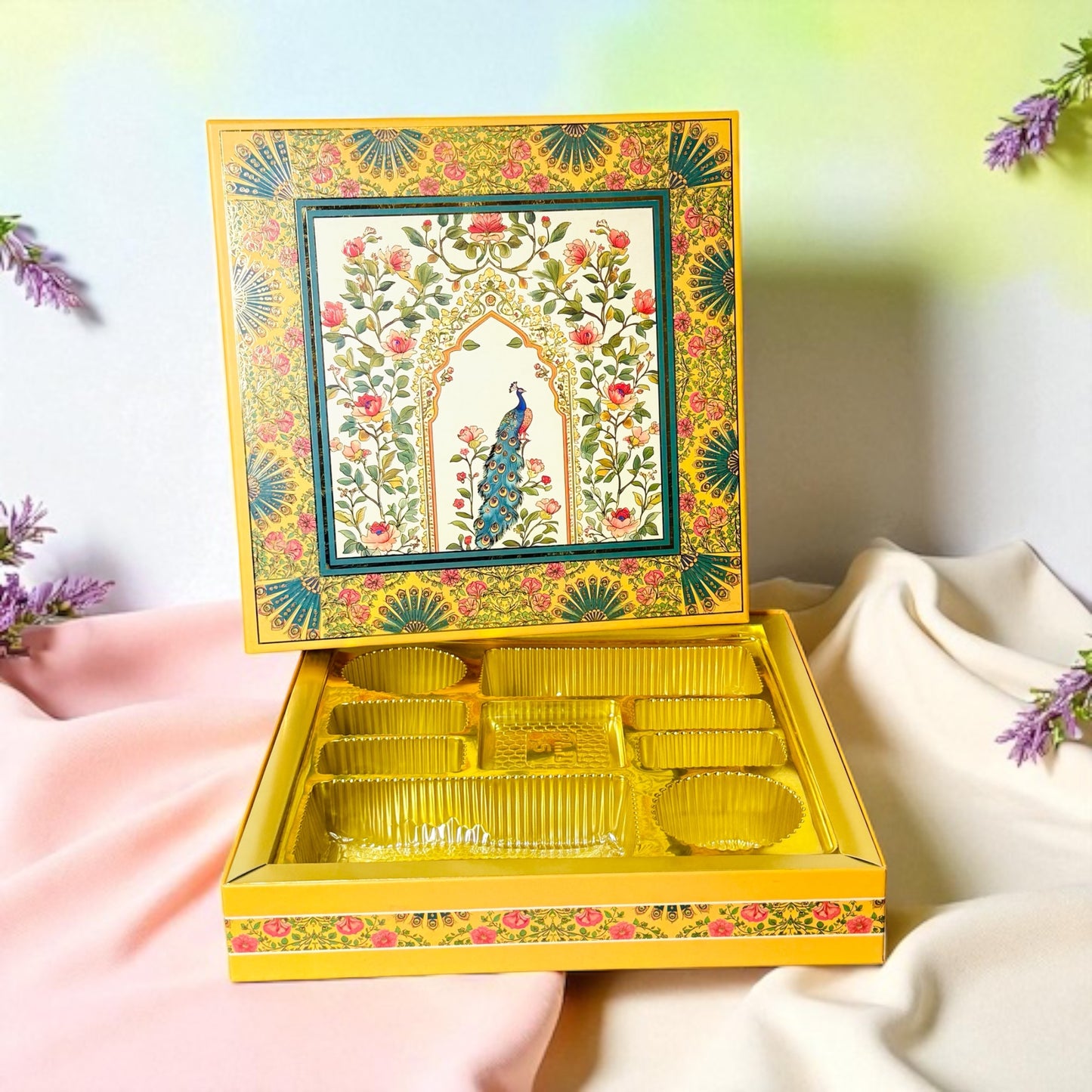 Yellow Peacock Bhaji Box(With Bag) Pack of 10