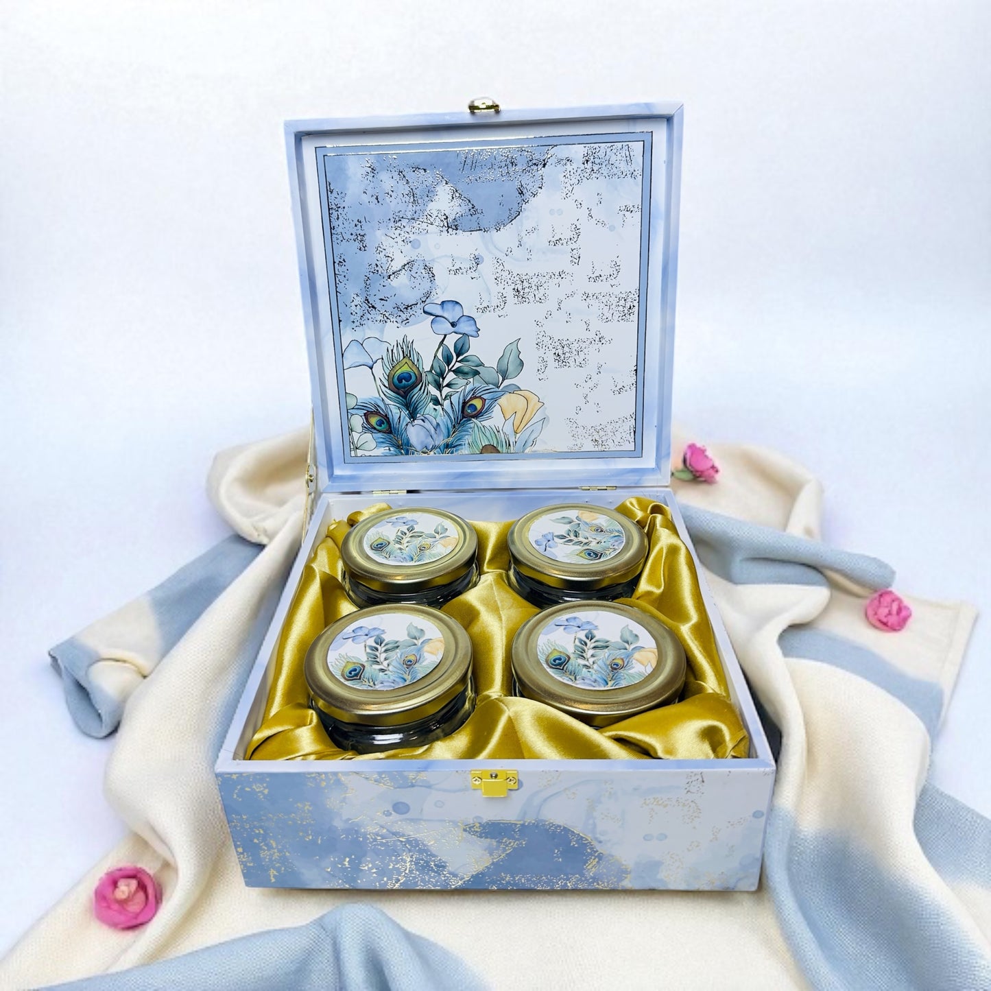 Peacock Marble 4 Jar with bag