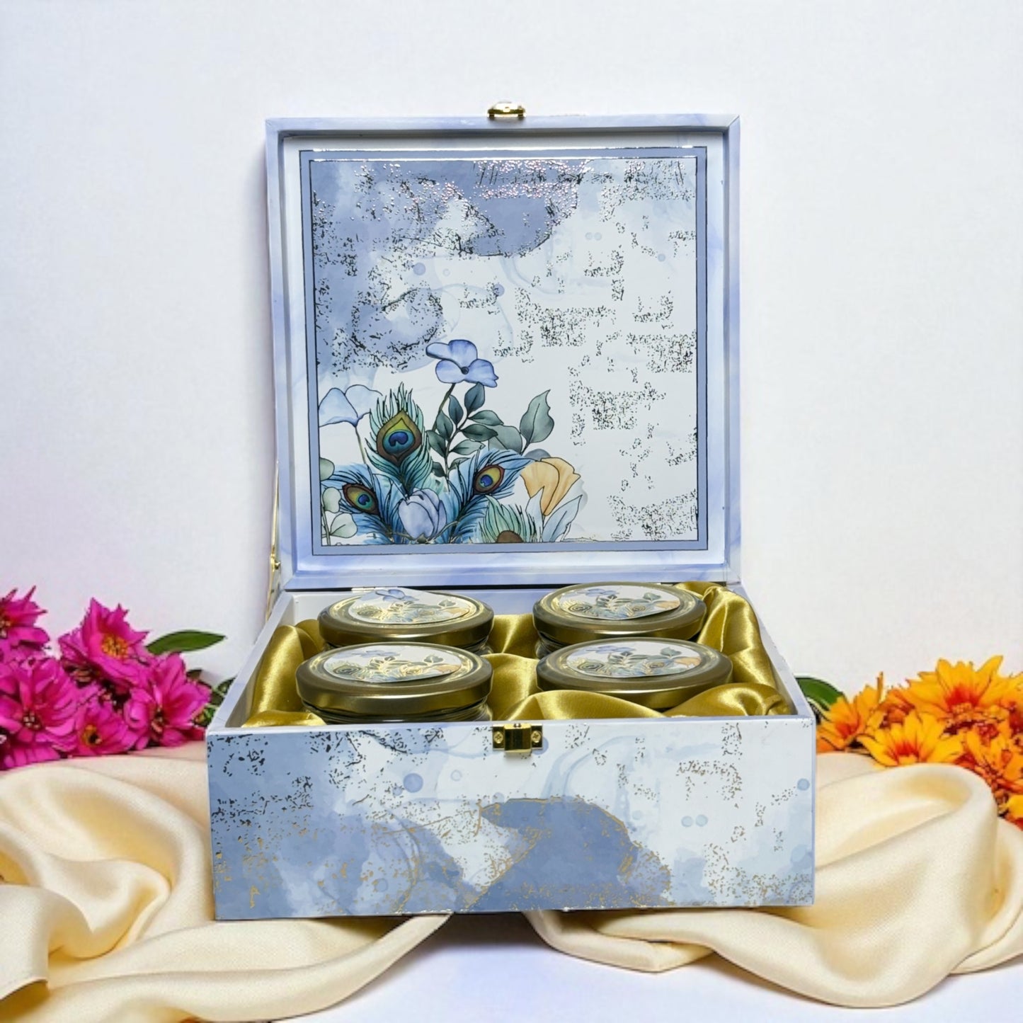 Peacock Marble 4 Jar with bag