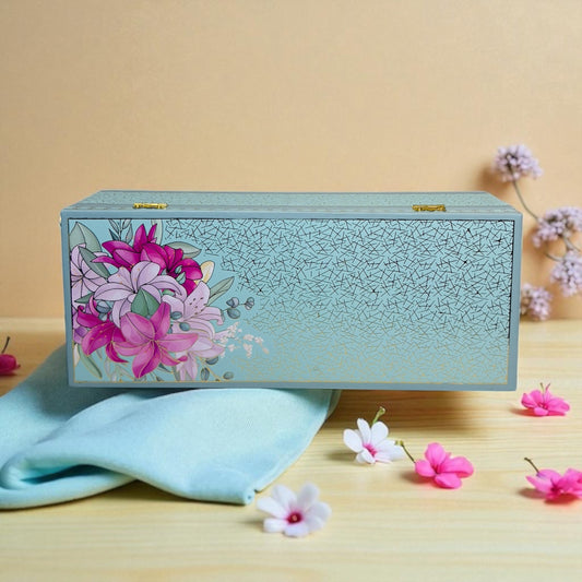 Blue Floral 3 Jar box(With Bag)