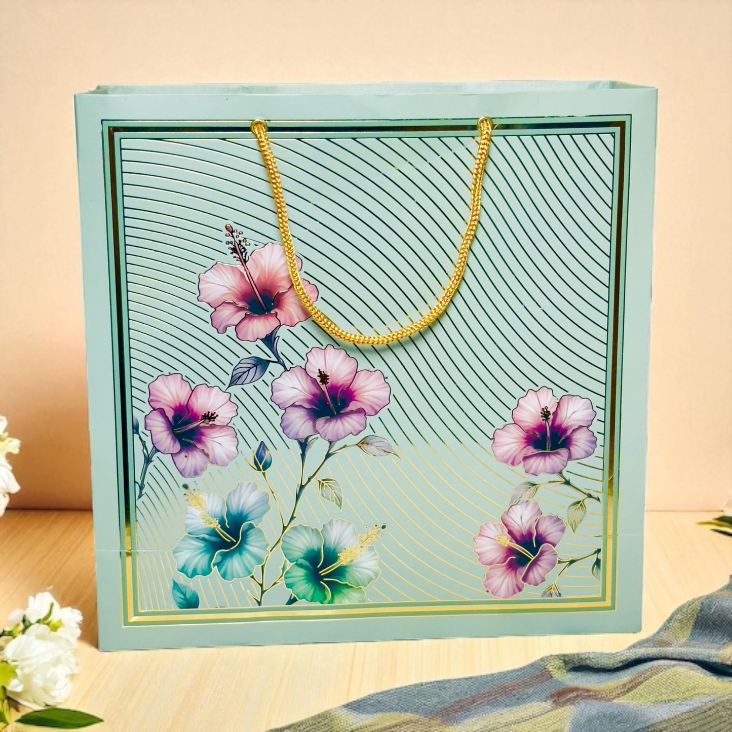 Turquoise Floral 4 Jar box(With Bag)