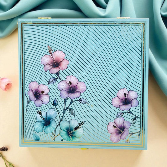 Turquoise Floral 4 Jar box(With Bag)