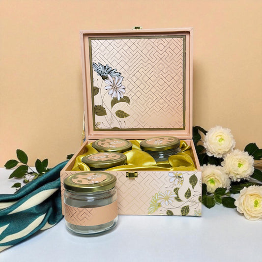 Orange Floral 4 Jar box (With Bag)