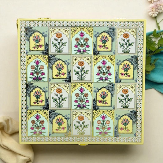Yellow floral 4 Jar box(With Bag)