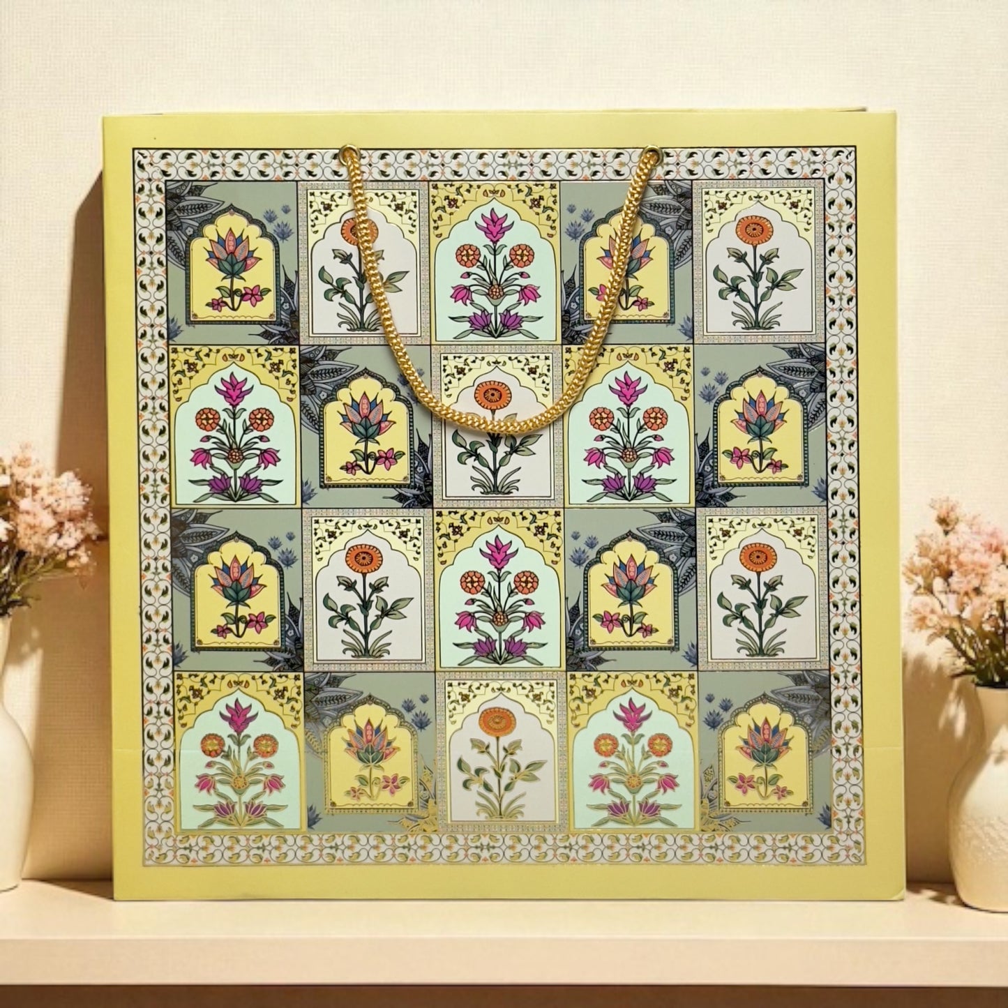 Yellow floral 4 Jar box(With Bag)